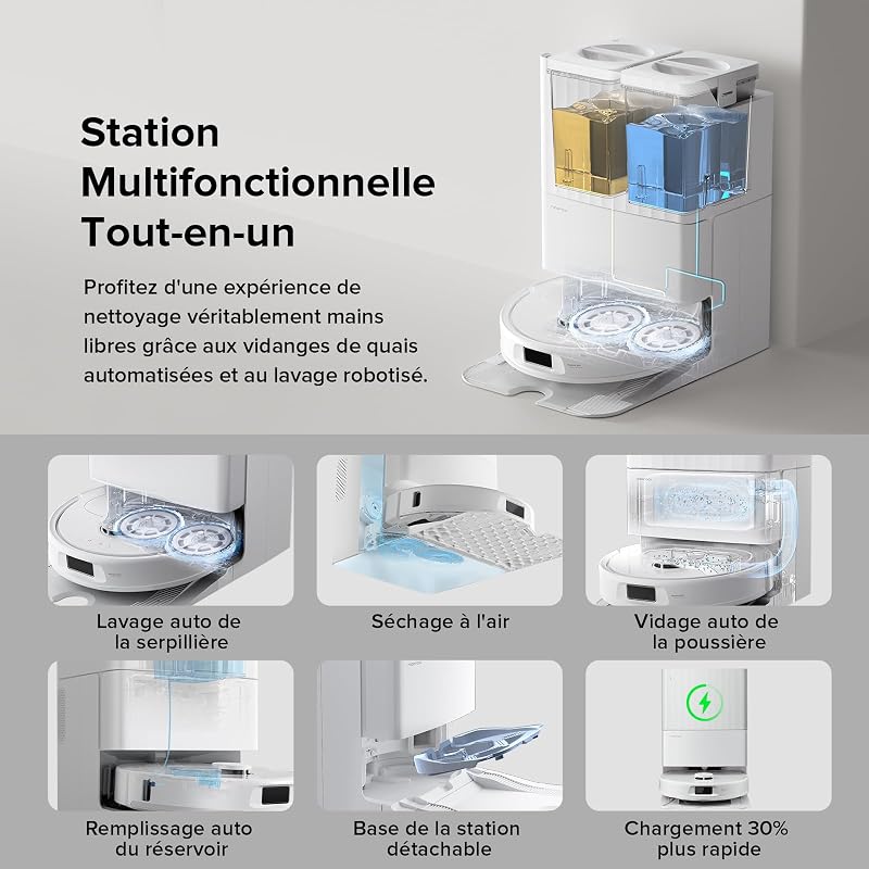 QV 35A Set Aspirateur Robot Laveur, 8000Pa, Anti-enchevêtrement