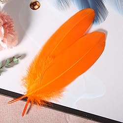 THARAHT 120pcs Orange Goose Feathers Natural Bulk