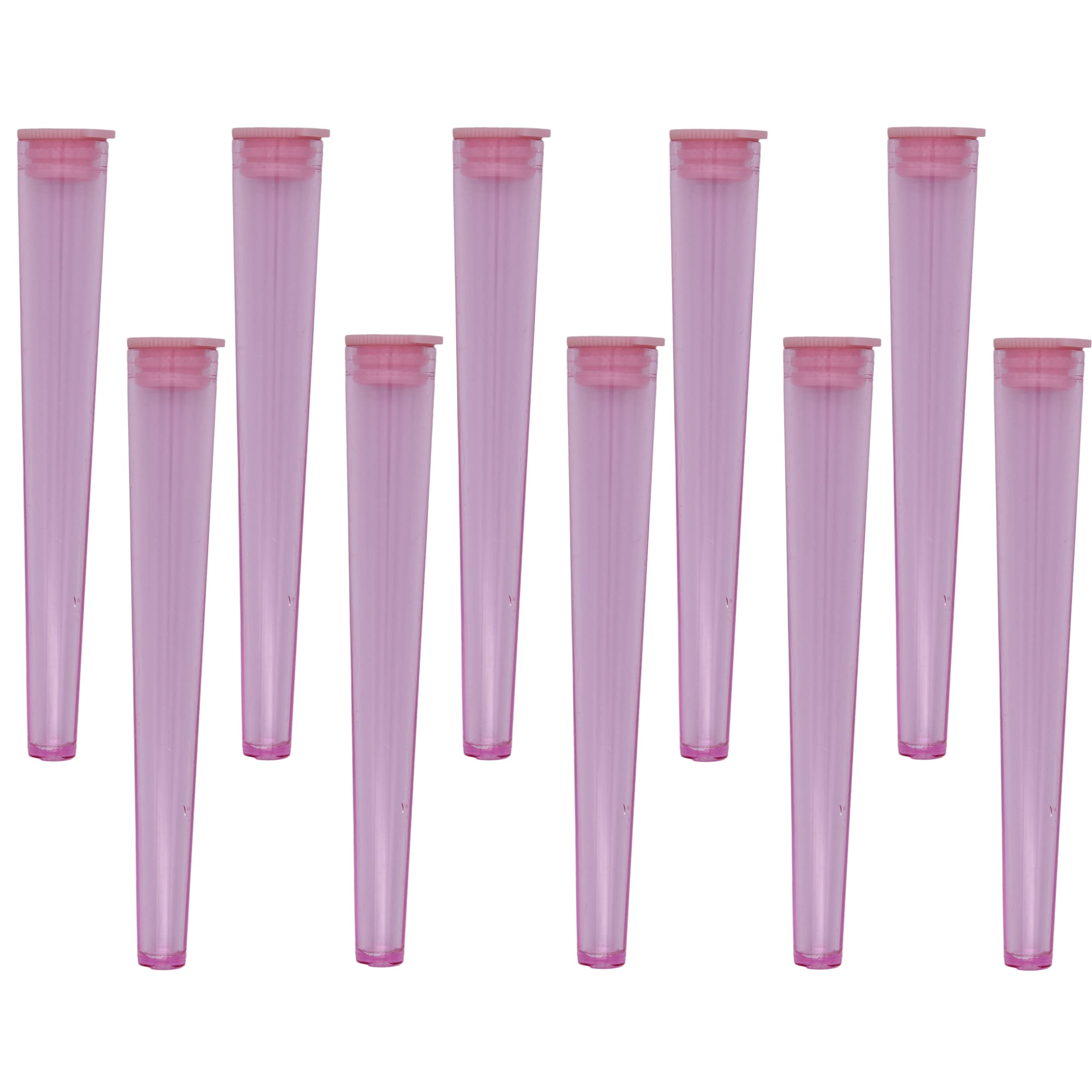 Cherry-on-Top King Size Cone Holder Air Tight Hard Plastic Tube Smoking Rolling Cig Tube, 10 Holders Pink