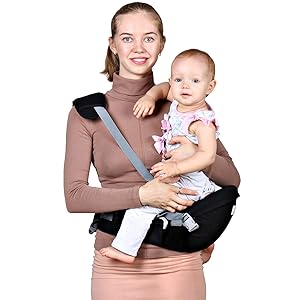 Baby Hip Seat Carrier Waist Stool – Safety Certified Back Pain Relief Soft Carrier (Ergonomic M Position), 100% Cotton for All Seasons, Child Infant Toddler, Perfect Baby Shower Gift