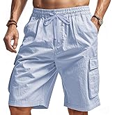 TRFIC Men's Beach Cargo Shorts Waist with Drawstring Light Weight Multi-Pocket for Summer Outdoor Wear Athletic Short Pant