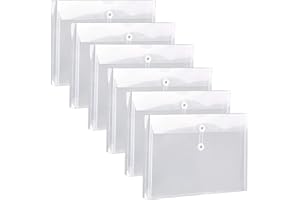 FANWU Plastic Legal Size Envelopes with String Tie Closure, 1-1/4" Expansion, Side Load, Clear File Folders Poly Project Paper Documents Puzzle Organizer for Office School Home (White-6)