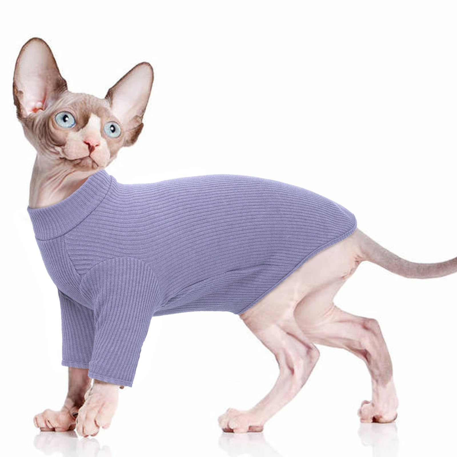 PUMYPOREITY Hairless Cat Clothes, Cat Coat to Stop Licking for Skin Issues Preventing Over-Grooming(Purple, L) — image 1