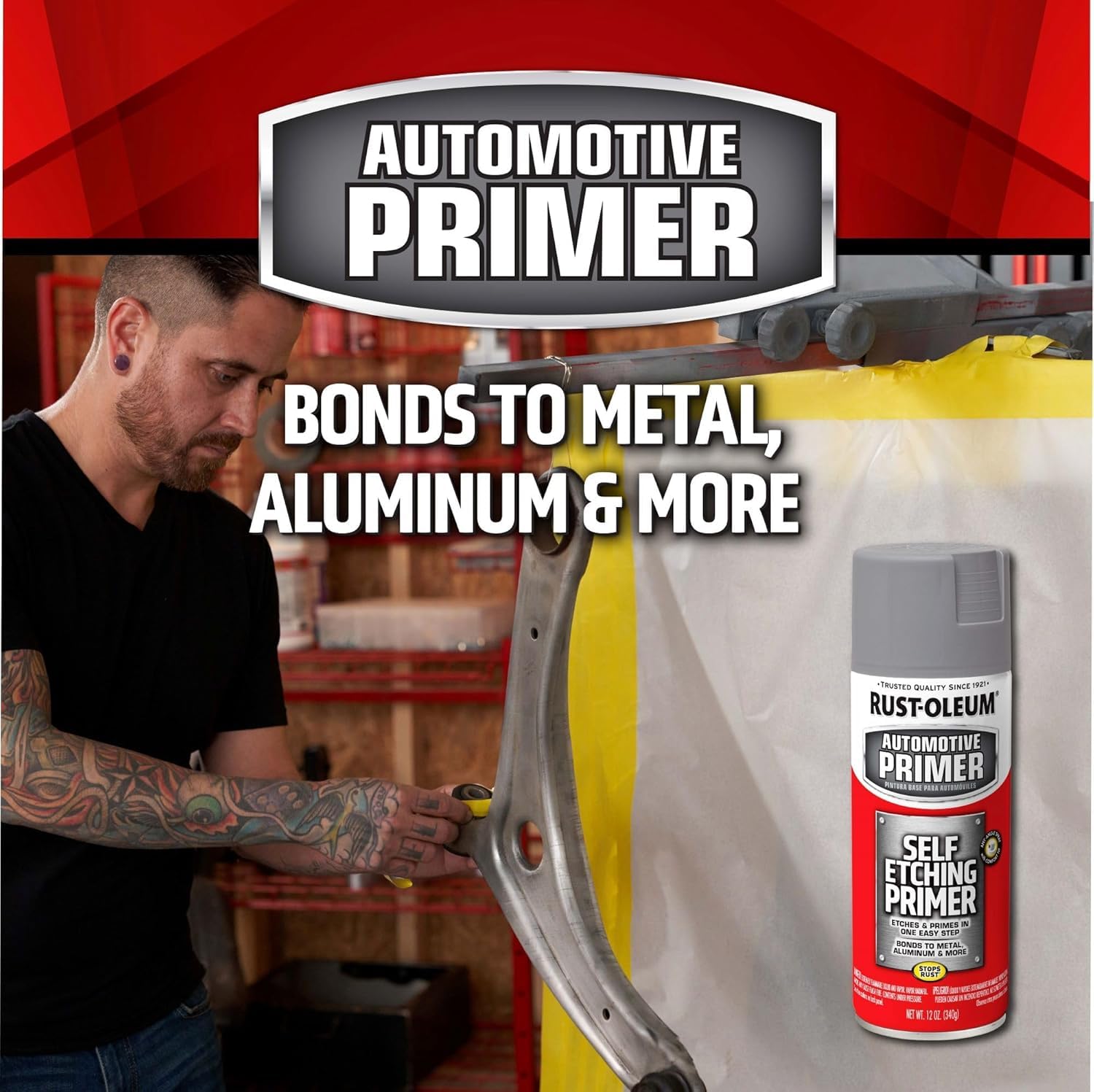 Rust-Oleum 249322 Automotive Self Etching Primer Spray, 12 oz, Matte Dark Green