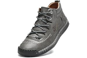 alcubieree Mens Casual Leather Shoes Ankle Chukka Boots Slip On Lightweight Loafers Mid top Walking Driving Shoes for Male