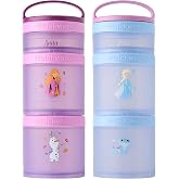 Whiskware Disney Princess Stackable Snack Containers for Kids and Toddlers, 3 Stackable Snack Cups for School and Travel, Frozen Elsa, Anna, Olaf, and Bruni (Pack of 2)