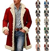 Santa Jacket Men Christmas Faux Fur Long Cardigan Fuzzy Flannel Warm Winter Coats for Men Jackets Xmas Holiday Costume