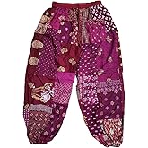 YILLE Boho Patchwork Harem Pants for Women, Casual Loose Fit Hippie Yoga Joggers with Pockets, Bohemian Lounge Comfy Palazzo