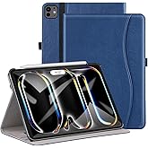 ZtotopCases for iPad Pro 11 Inch Case (M5) 2025/ (M4) 2024 - PU Leather Smart Cover, with Auto Wake/Sleep, Multiple View Angles, Hand Strap & Pocket - Navy Blue