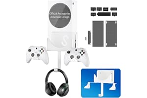 NYMUS Wall Mount for Xbox Series S, Xbox Series S Wall Mount Kit, with Detachable Controller Holder & Headphone Hanger & Dust Plugs Net kits, Metal Stand for Xbox Series S (NOT FOR XBOX ONE S)