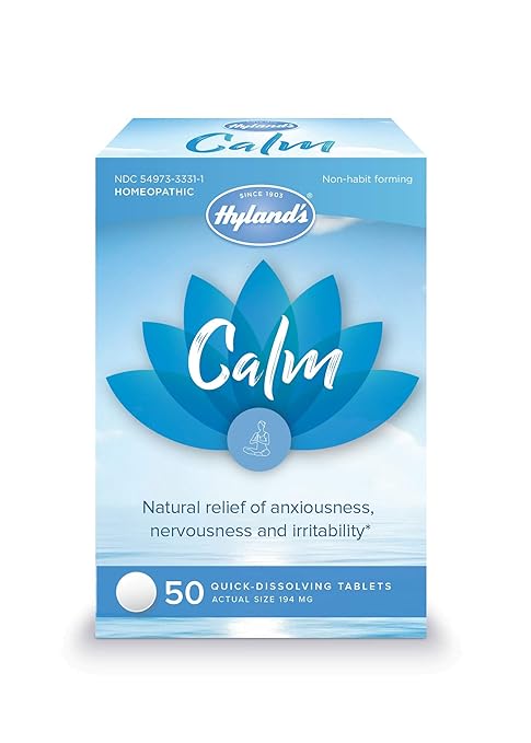 Amazon Com Hyland S Calm Tablets Anxiety And Stress Relief Supplement Natural Relief Of Anxiousness Nervousness And Irritability 50 Count Beauty