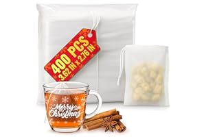 KETAR 400 Pcs Disposable Tea Bags for Loose Leaf Tea - 3.62 x 2.76 Reusable Teabags Made From Unbleached Non-Woven Material - Multi-Functional Infusion Bags for Spice Pouch, Aromatherapy, Eye Compress & Spa