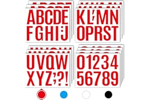 Seloom 13 Sheets Alphabet Stickers,4 Inch Large Vinyl Letter Number Stickers Self Adhesive,Waterproof Numbers Alphabet Letters Labels for DIY Crafts,Mailbox,Notebook,Door,Water Bottles,Car(Red)