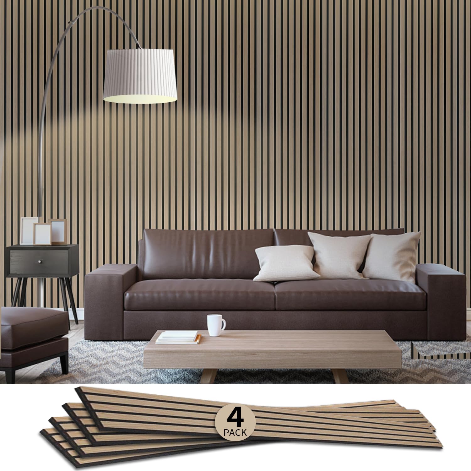 MUSEPOINT 3D Acoustic Wood Wall Panels, 94.5'' x 7.9'' Interior Wall ...