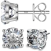 SugarTang Moissanite Earrings, Diamond Stud Earrings for Women 1-3 CT 18K White Gold Plated/S925 Sterling Silver Earring for Men, Lab Grown Hypoallergenic Jewelry