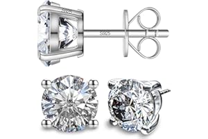 SugarTang Moissanite Earrings, Diamond Stud Earrings for Women 1-3 CT 18K White Gold Plated/S925 Sterling Silver Earring for Men, Lab Grown Hypoallergenic Jewelry