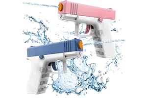 HIKEWINTOY Cool Small Manual Water Guns 2 Pack - Super Squirt Water Pistol Toys for Kids&Aldult, Summer Outdoor Beach Pool Play, No Battery Needed, Aldult Boys Girls Gifts (Pink-MSG-Hyte)