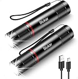 Blukar LED Torch Rechargeable 2 Pack 2000L Zoomable 4 Modes USB C