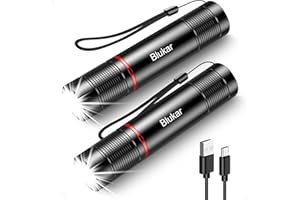 Blukar LED Flashlight Rechargeable 2 Pack, Super Bright Small Handheld Flashlights- Zoomable, Adjustable Brightness, Long Las