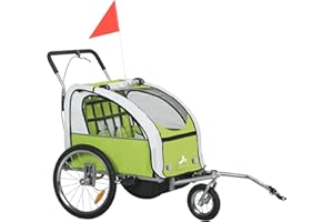 Aosom Elite 360 Swivel Bike Trailer for Kids Double Child Two-Wheel Bicycle Cargo Trailer with 2 Security Harnesses