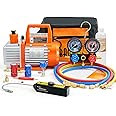 BACOENG R1234yf AC Vacuum Pump and Gauge Set, 4 CFM HVAC Vacuum Pump with Leak Detector for R1234yf Refrigerant, with Can Tap and Quick Couplers