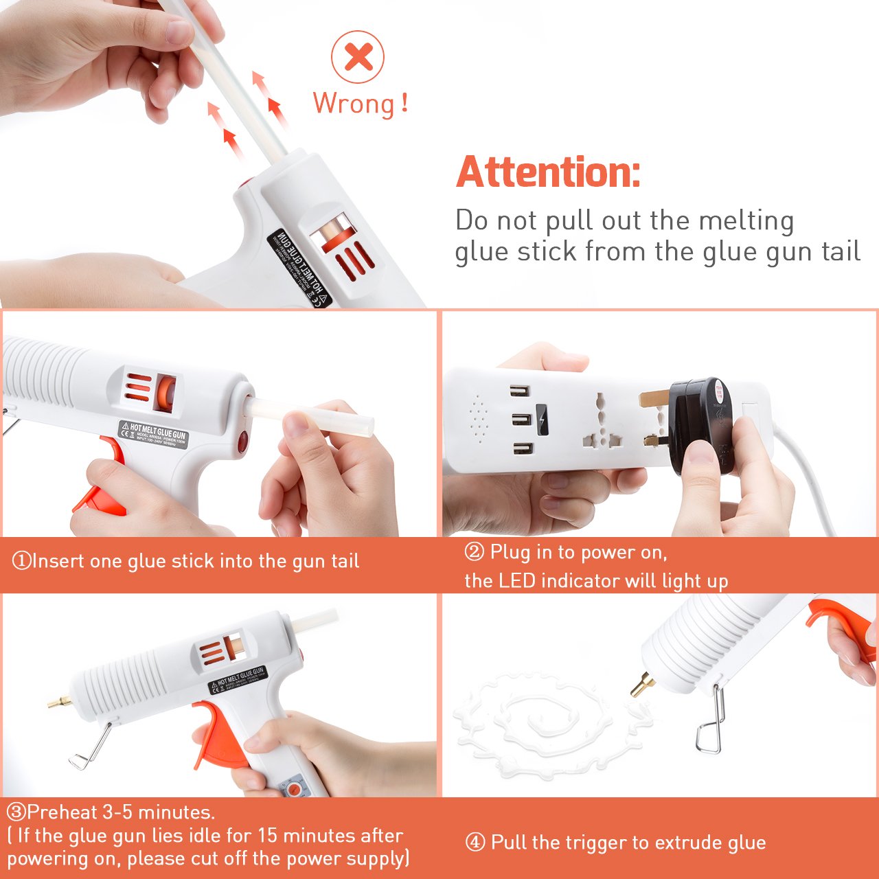 TOPELEK 100W High Professional Industrial Hot Melt Glue Gun with Sticks