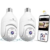 SYMYNELEC Light Bulb Security Camera: Outdoor Wireless WiFi Light Socket Security Cam 360 AI Motion Detection Auto Tracking 2