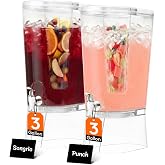 Lifewit 3 Gal Drink Dispenser with Fruit Infuser &amp; Leak-Proof Spigot, 2 Pcs | Large Capacity for Gathering &amp; Commercial Use, BPA-free Plastic Beverage Container with Stand for Lemonade, Soda &amp; Mimosa bar