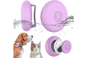WTYSSN Airtag Dog Collar Holder Waterproof, Hidden Silicone Waterproof Airtag Case for Pet Cat Dog GPS Tracker, Anti-Lost Waterproof Airtag Holders Compatible with Apple AirTag for Dog Cat Collar (Purple)