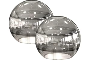 Homebelife 2 Pack Light Smoked Glass Shade, Special Grey Globe Double-ring Lampshade for Light Fixture Replacement, Diamater7.7", Height 6.7", Fitter 1.65"