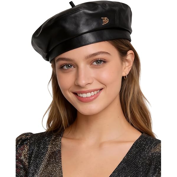 3784 Beret Hats Pu Leather French Cap Artist Beanie Hat For Women Women main image 4