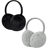 MADHOLLY 2 Pack Adjustable Ear Muffs for Winter Women - Soft Warm Fluffy Faux Fur Ear Warmers Earmuffs