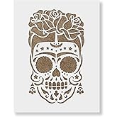 Frida Sugar Skull Stencil - Sugar Skull, Dia De Los Muertos