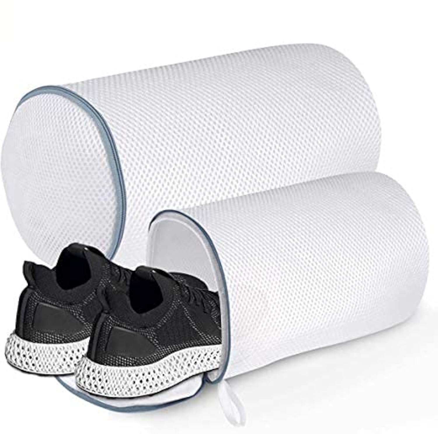YOU Laundry Bag for Shoes, Polyester Zippered Mesh Shoes Wash Bags, Washer and Dryer Safe Laundry Bag for Sneaker, Socks, Bras, Set of 2(XL+ L)