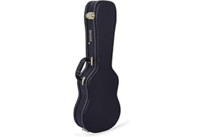 Crossrock Hard-Shell Wood Case for Tenor Ukuleles, Sponge Lining, Metal Feet, Storage Space, Black (CRW600TUBK)