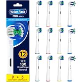 GottaShine Replacement Toothbrush Heads for Oral B Braun 12 Pack | Professional Electric Toothbrushes Heads Compatible with Oral B Pro 1000/3000/500/7000/9600 White