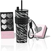 Sidagar 24 oz Stainless Steel Tumbler with Lid and Straw, Insulated Coffee Mug, Leak Proof, Portable Iced Travel Water Bottle, Reusable Thermal Coffee Cup Gift for Women, Black