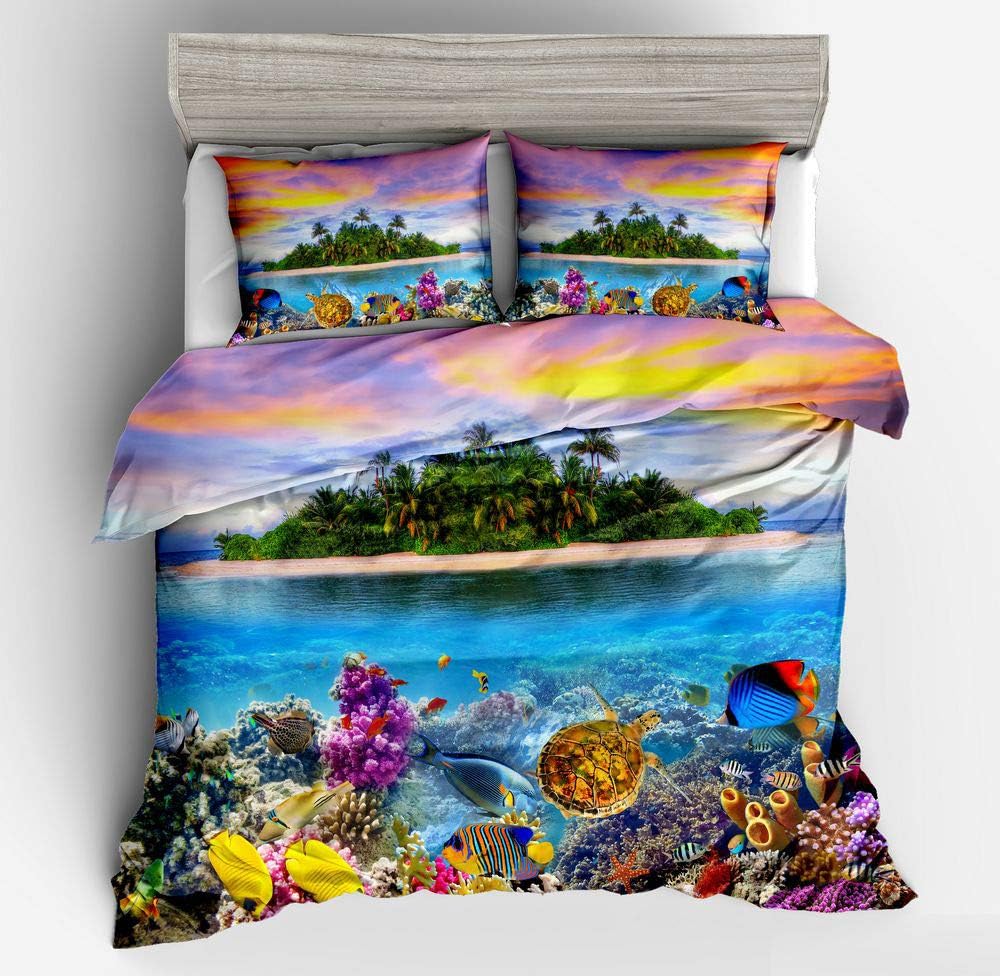 Abojoy Ocean Bedding Sets for Kids, 3D Underwater Sea World with Goldfish Starfish