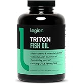 LEGION Triton Fish Oil Capsules - Triple Strength Omega 3 Essential Fatty Acids with Vitamin E & Lemon Oil for Maximum Absorption, Freshness & Purity - 2400mg EPA & DHA Per Serving, 30 Svgs