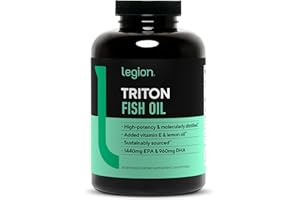 LEGION Triton Fish Oil Capsules - Triple Strength Omega 3 Essential Fatty Acids with Vitamin E & Lemon Oil for Maximum Absorption, Freshness & Purity - 2400mg EPA & DHA Per Serving, 30 Svgs