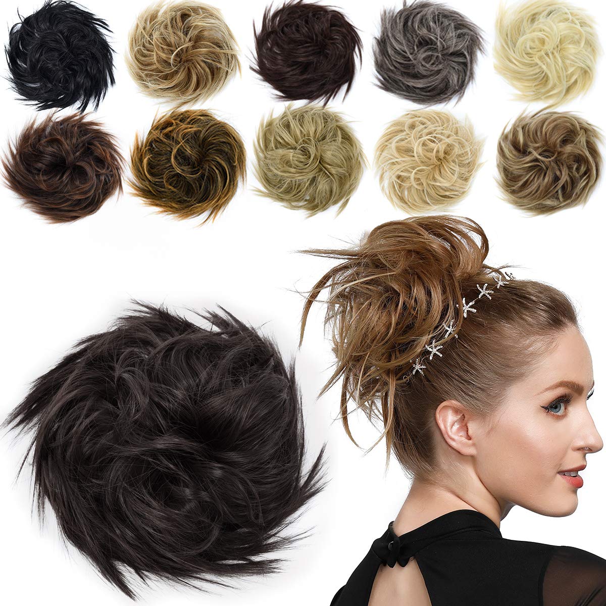 Amazon Com Emerly Messy Bun Hair Piece Tousled Hair Bun