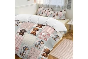 MECOWCM Dachshund Bedding Set Queen Size Dachshund Comforter Cover Set for Teen Boys Super Soft Construction Sausage Dog Duvet Cover Set Bedroom Decor Twin Full Queen King Size Quilt Cover with 2 Pillowcase
