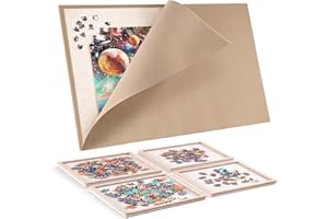 Jigsaw Puzzle Board with 4 Sorting Trays, 1000 Pieces Puzzle Playing Surface with Protective Cover, Lightomorrow 31.5" x 24" Felt Puzzle Display Board
