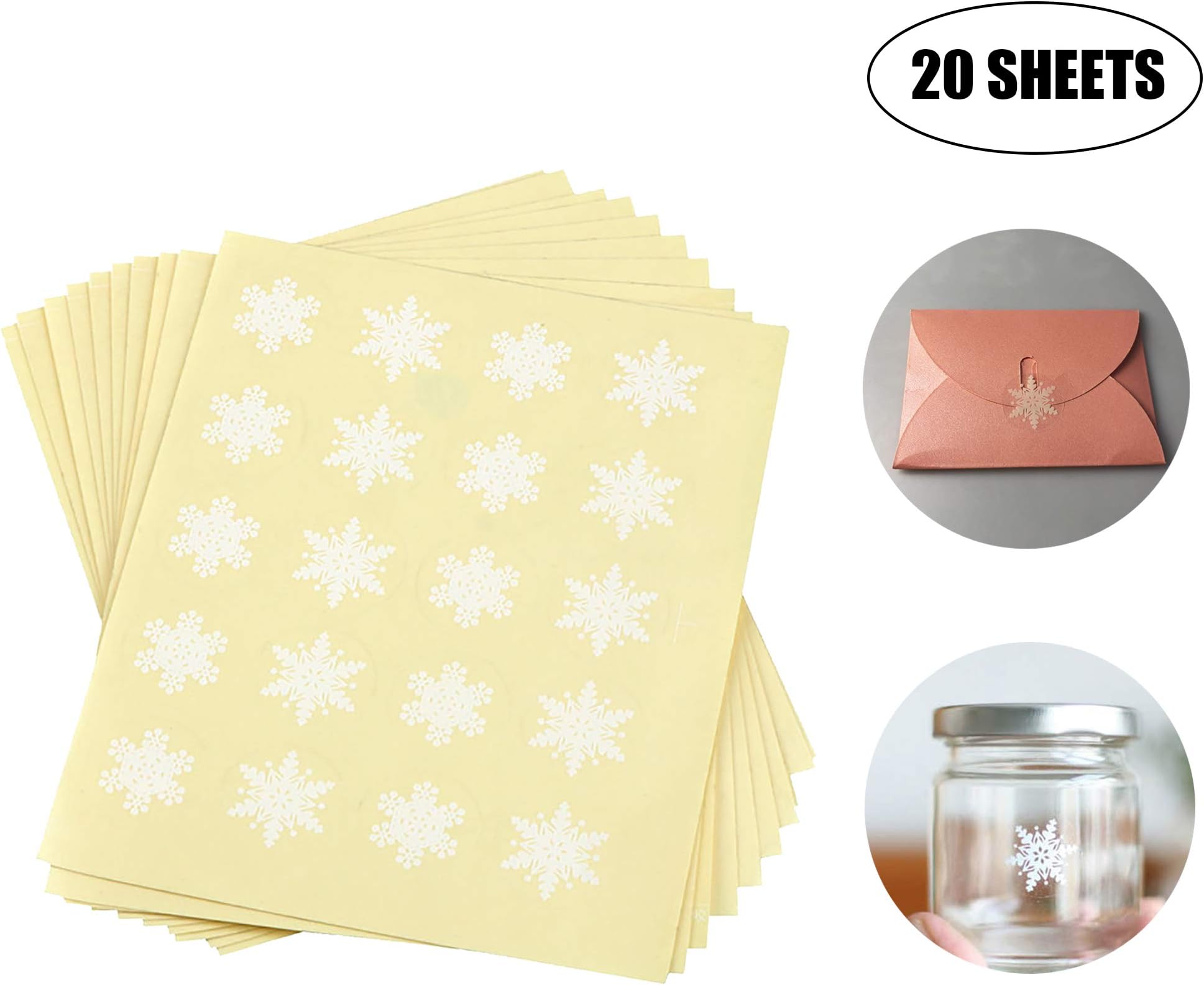 400PCS 20 Sheets 1 Inch Round Circle Cute Snowflakes Label Stickers for Envelope Cookie Candy Bag Gift Card Seals Decorate Baking Treat Bags