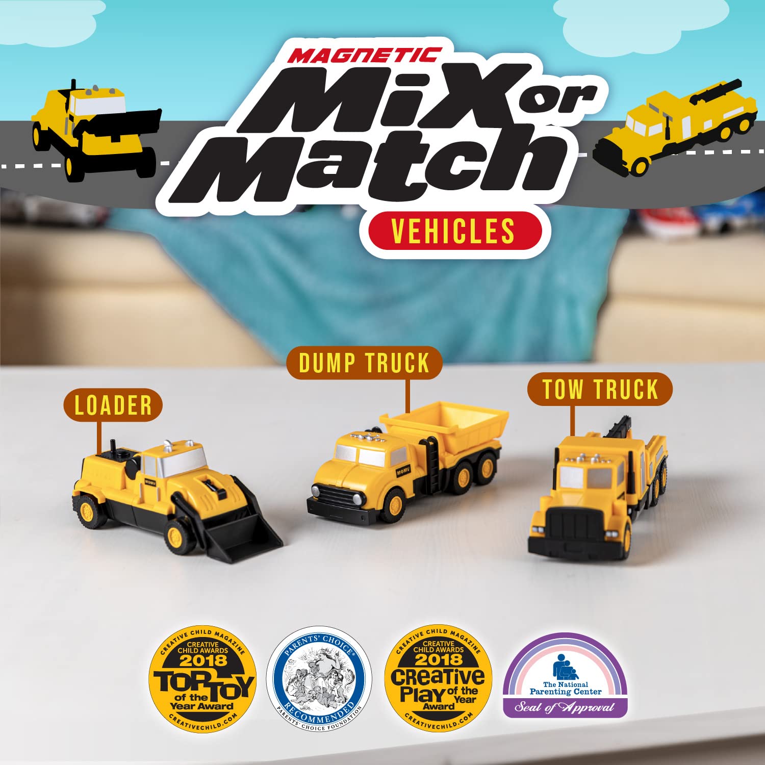 Popular Playthings Magnetic Mix or Match Construction Vehicles