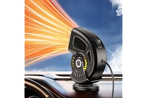 DICMKY Car Heater, 12V Portable Heater Plug in Heating and Cooling Fans, Car Small Defroster Windshield Window Heaters, 360°Rotation Fast Heating Winter Defogger Defrost Accessories for Truck(Black)