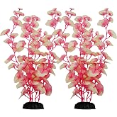 DVHEY 16 Inch Silk Aquarium Fish Tank Plant Betta Fish Tank Decor,2 Pack | Silk Aquarium Plants for Aquarium Decoration (White-Pink)