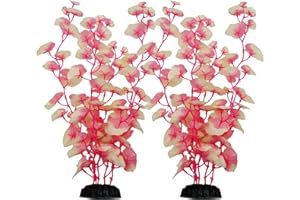 DVHEY 16 Inch Aquarium Fish Tank Plant Betta Fish Tank Decor,2 Pack Silk Aquarium Plants for Aquarium Decoration (White-Pink)