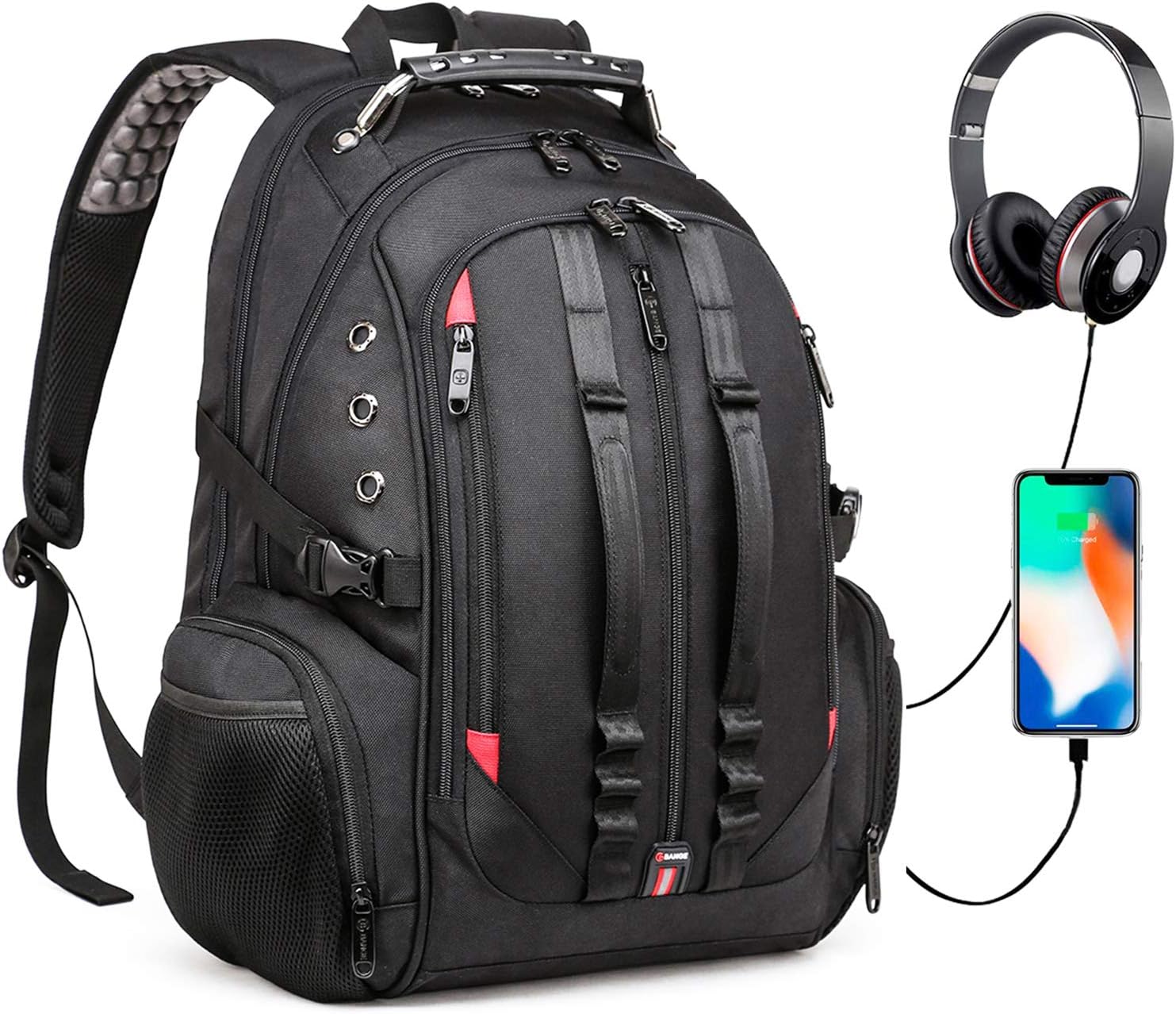 40L Flight Approved standard luggage Carry-On Weekender Backpack Fit 17inch Laptop,Large Water Resistant Business Traveling Bag Durable Rucksack with USB Charging Port College Bookbag