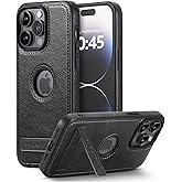 KSELF Leather Case for iPhone 13 Pro Case, Protective Slim with Kickstand Shockproof Phone Cases, Built-in Invisible Stand Compatible with iPhone 13 Pro 6.1'' (Black, for iPhone 13 Pro)
